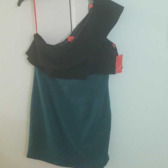 Monique Lhullier size 14 green and black dress - Picture 3 of 5